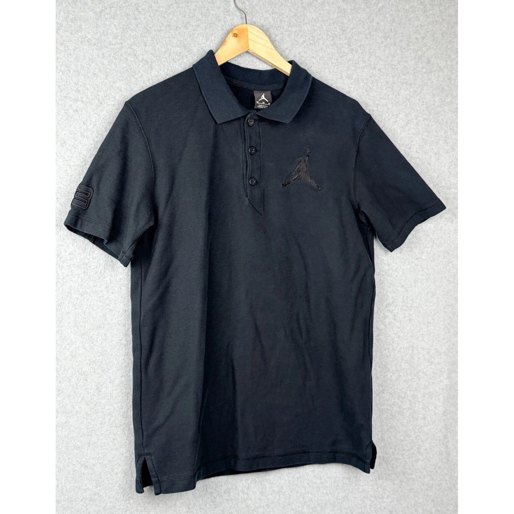 Jordan Jumpman Black Polo Shirt Men's Medium Cotton 23 Logo